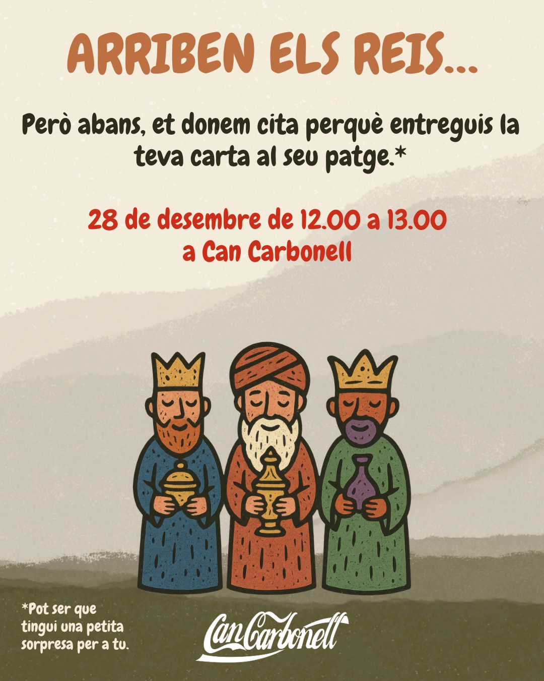 "El patge dels Reis d’Orient arriba el 28 de desembre al bar de Can Carbonell"